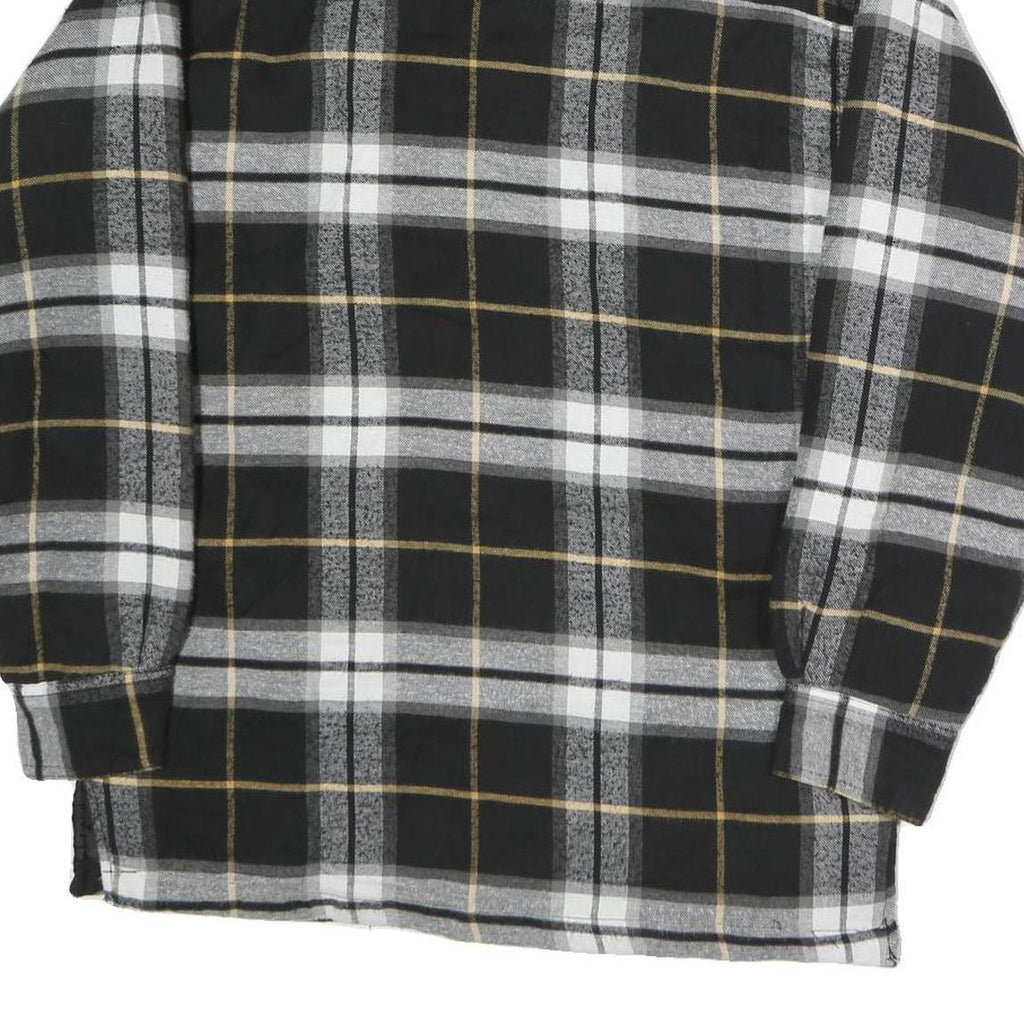 WORKERS Mens Black & White Check Cotton Blend Zip Jacket S Plaid Shirt Jacket