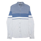 MAVI Mens Blue White Cotton Blend Long Sleeve Shirt XL Fitted Casual Button