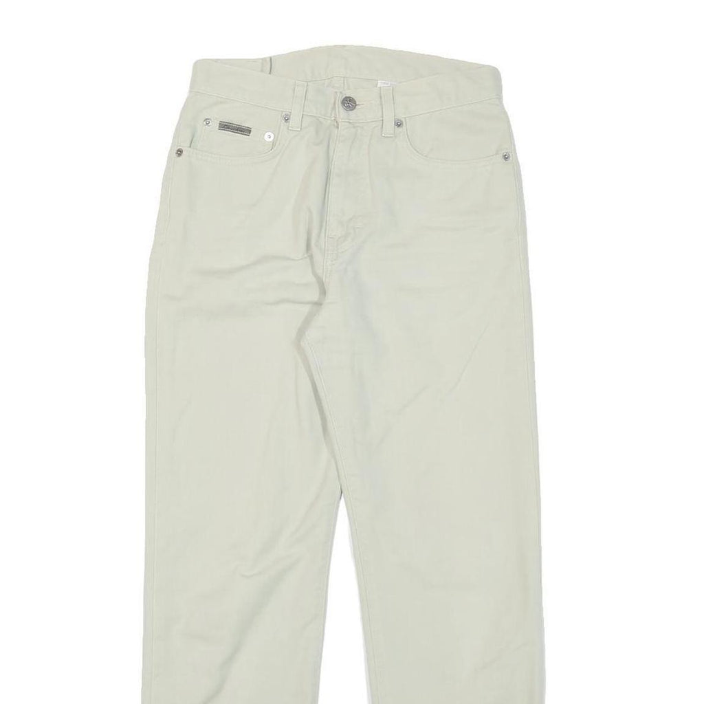 CALVIN KLEIN Womens Cotton Blend Regular Fit Straight Beige Jeans W27 L28 Zip