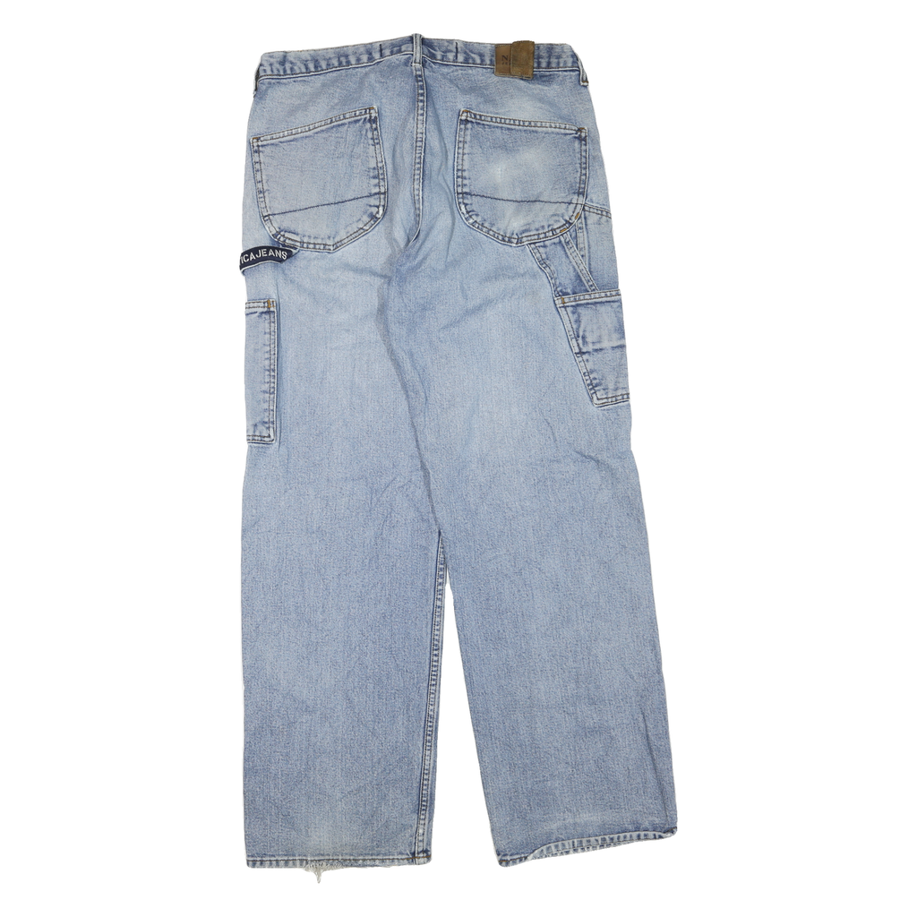 NAUTICA Mens Regular Fit Blue Denim Light Wash Jeans W34 L32 Zip Closure Relaxed