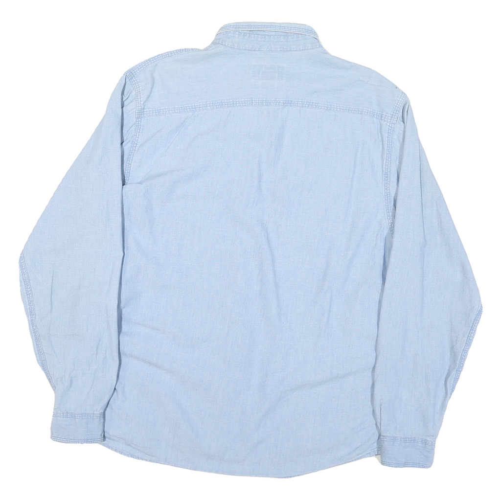 CABELAS Womens Blue Denim Shirt Long Sleeve Button L Casual Cotton Blend