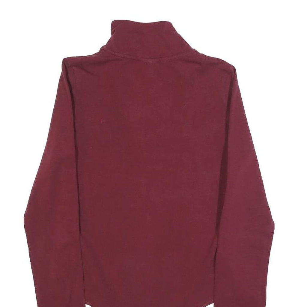 ELLESSE Womens Maroon Playsuit Plain Cotton Blend UK 10 Long Sleeve Zip Bodysuit