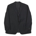 PIATTELLI Mens Black XL Wool Pinstripe Blazer Jacket Button Closure