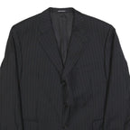 PIATTELLI Mens Black XL Wool Pinstripe Blazer Jacket Button Closure
