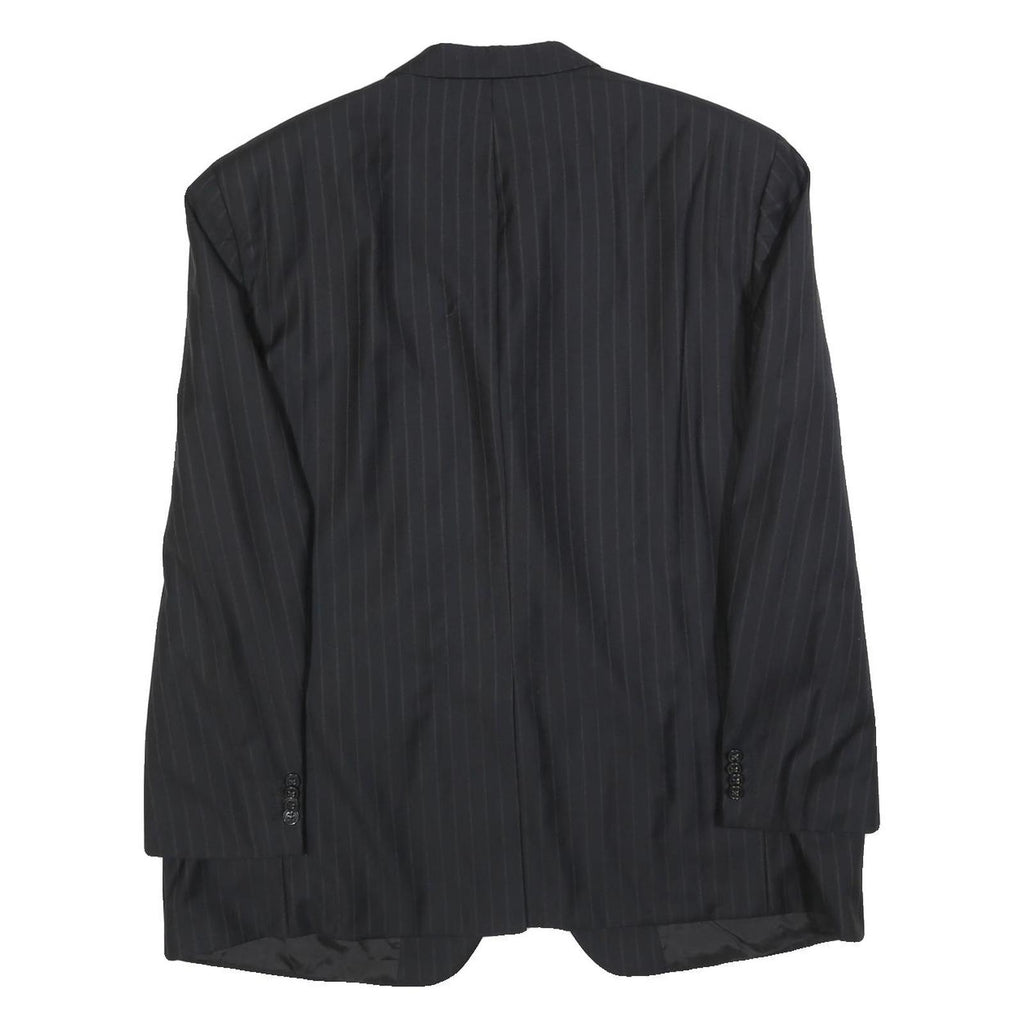 PIATTELLI Mens Black XL Wool Pinstripe Blazer Jacket Button Closure