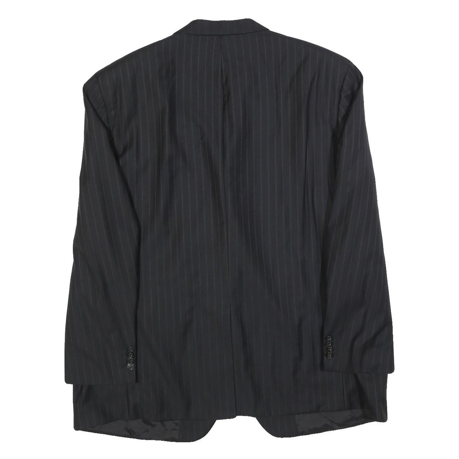 PIATTELLI Mens Black XL Wool Pinstripe Blazer Jacket Button Closure