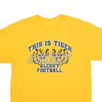 Mens Yellow Graphic T-Shirt L Short Sleeve Crew Neck Tiger Football Country
