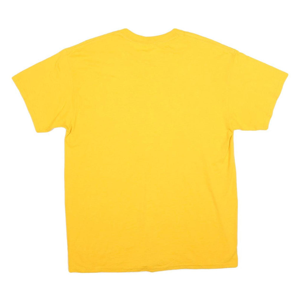 Mens Yellow Graphic T-Shirt L Short Sleeve Crew Neck Tiger Football Country