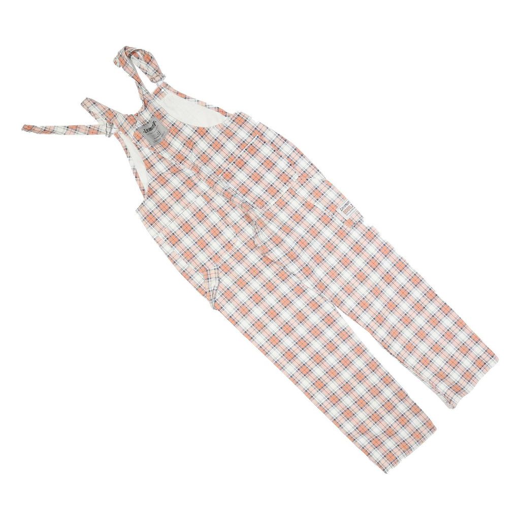 LMV Womens Cream & Orange Check Cotton Blend Dungarees Slim S W30 L30