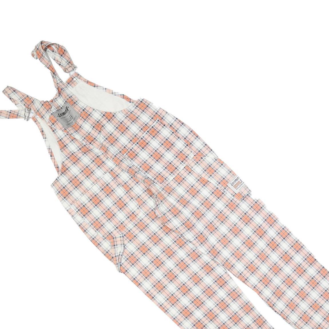 LMV Womens Cream & Orange Check Cotton Blend Dungarees Slim S W30 L30