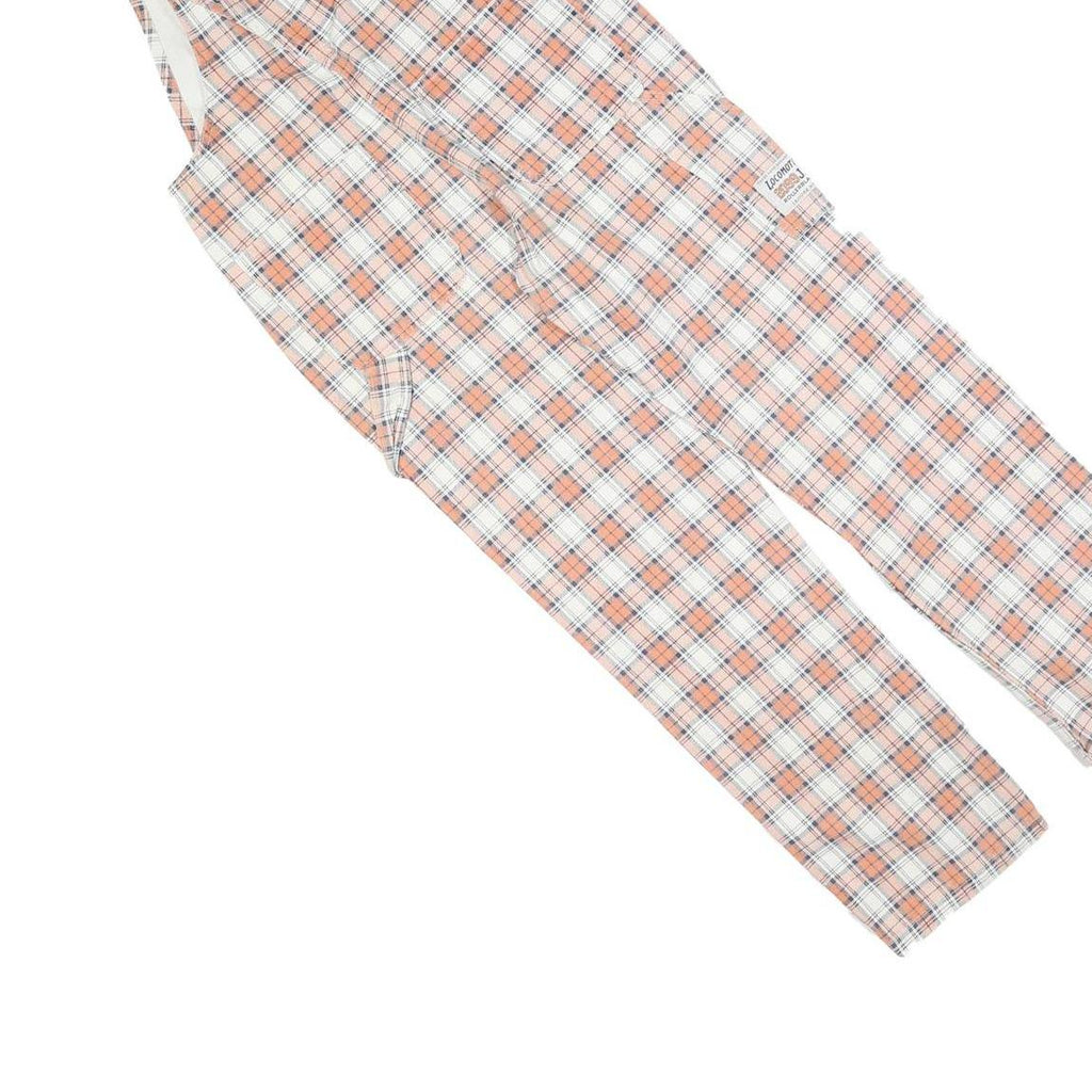 LMV Womens Cream & Orange Check Cotton Blend Dungarees Slim S W30 L30