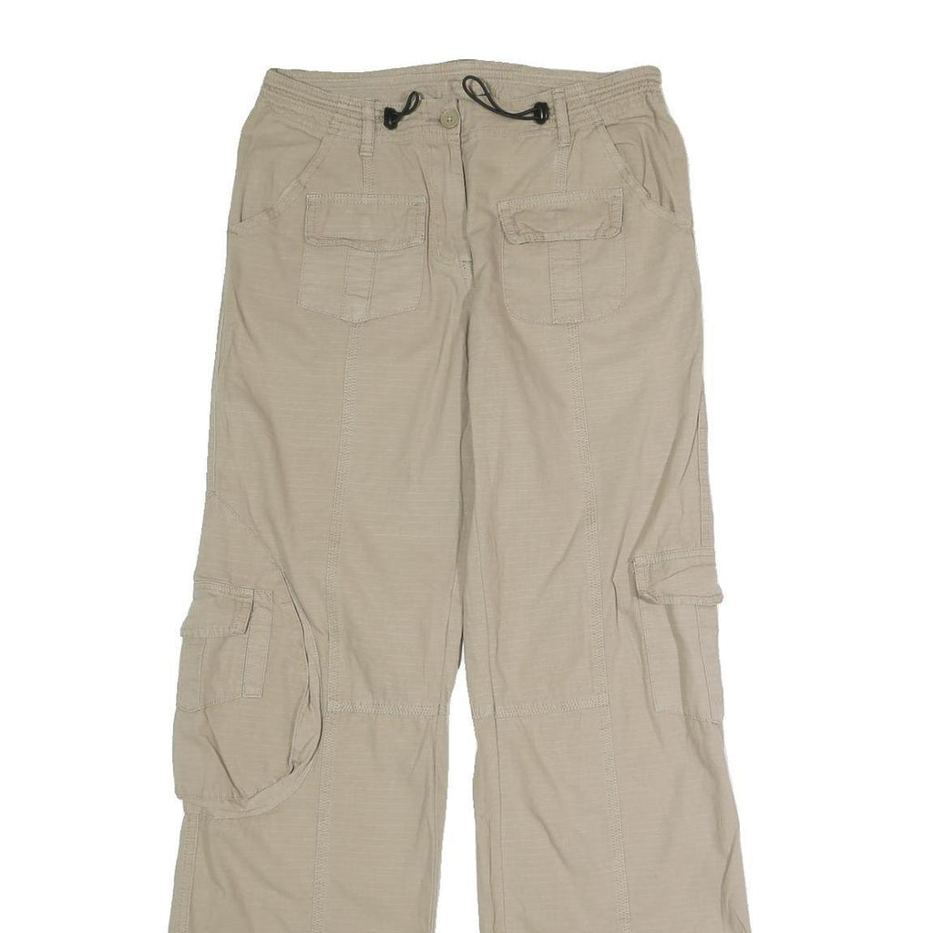 BRANDY Womens Cotton Blend Beige Regular Cargo Trousers W30 L31 Button Closure