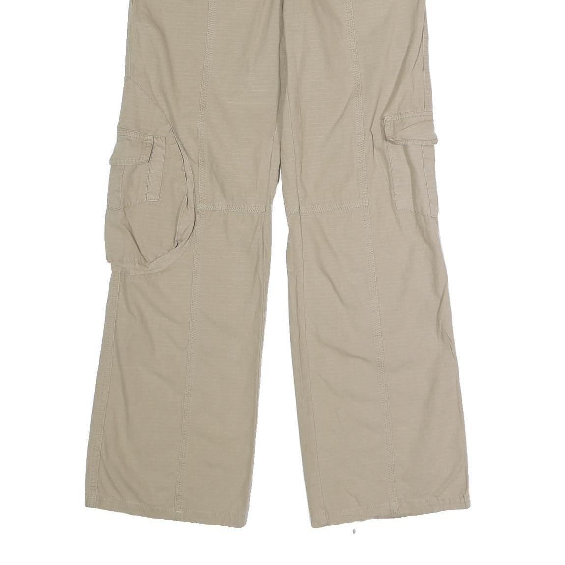 BRANDY Womens Cotton Blend Beige Regular Cargo Trousers W30 L31 Button Closure