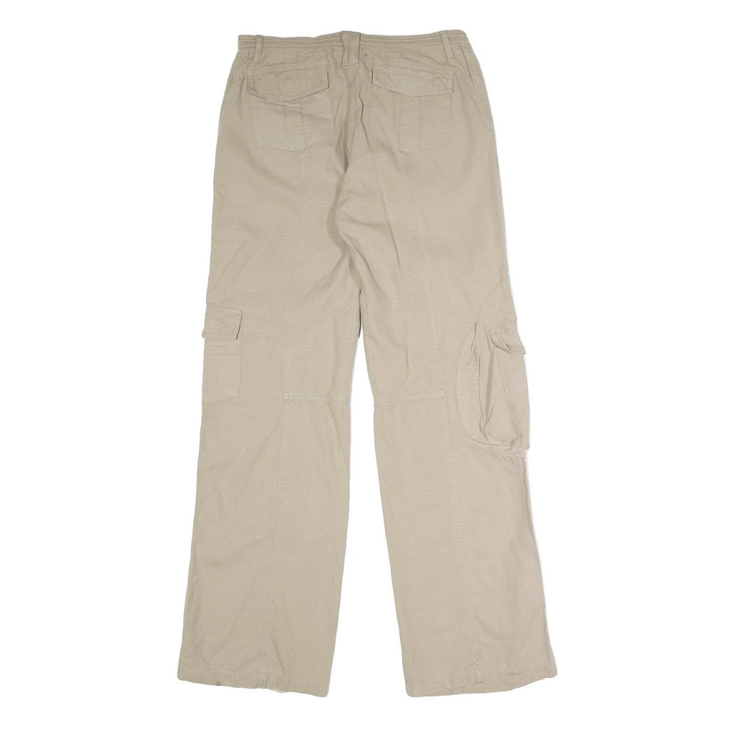 BRANDY Womens Cotton Blend Beige Regular Cargo Trousers W30 L31 Button Closure