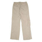 BRANDY Womens Cotton Blend Beige Regular Cargo Trousers W30 L31 Button Closure