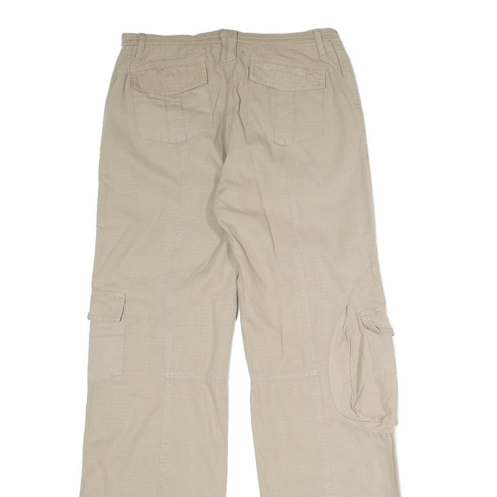BRANDY Womens Cotton Blend Beige Regular Cargo Trousers W30 L31 Button Closure