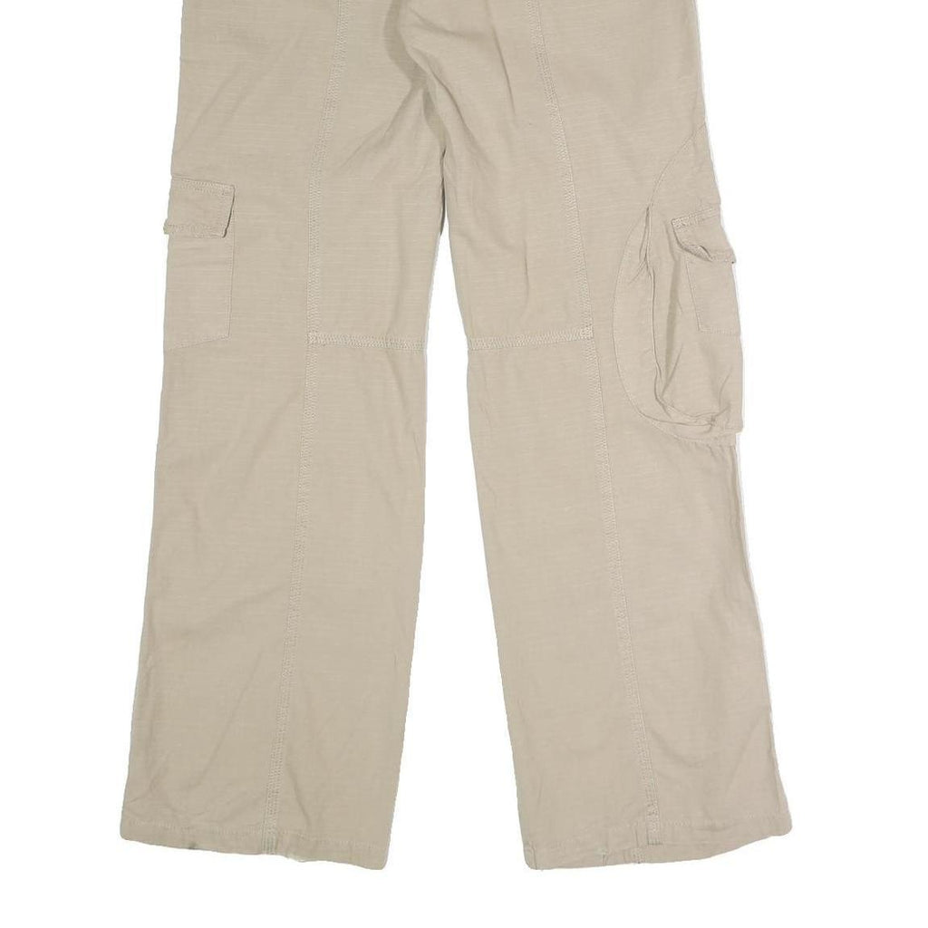 BRANDY Womens Cotton Blend Beige Regular Cargo Trousers W30 L31 Button Closure