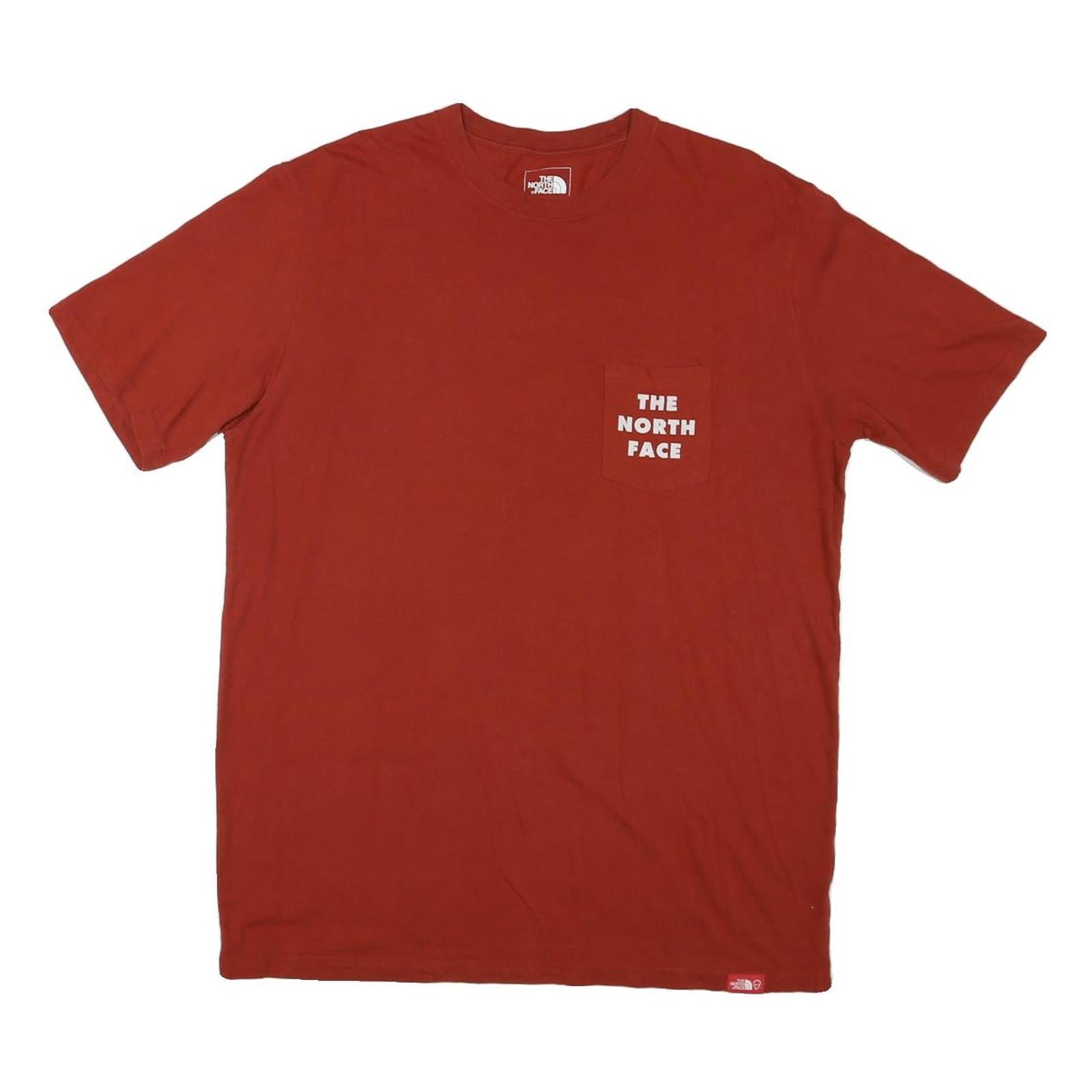 THE NORTH FACE Mens Red T-Shirt L Short Sleeve Crew Neck Cotton Blend Pocket