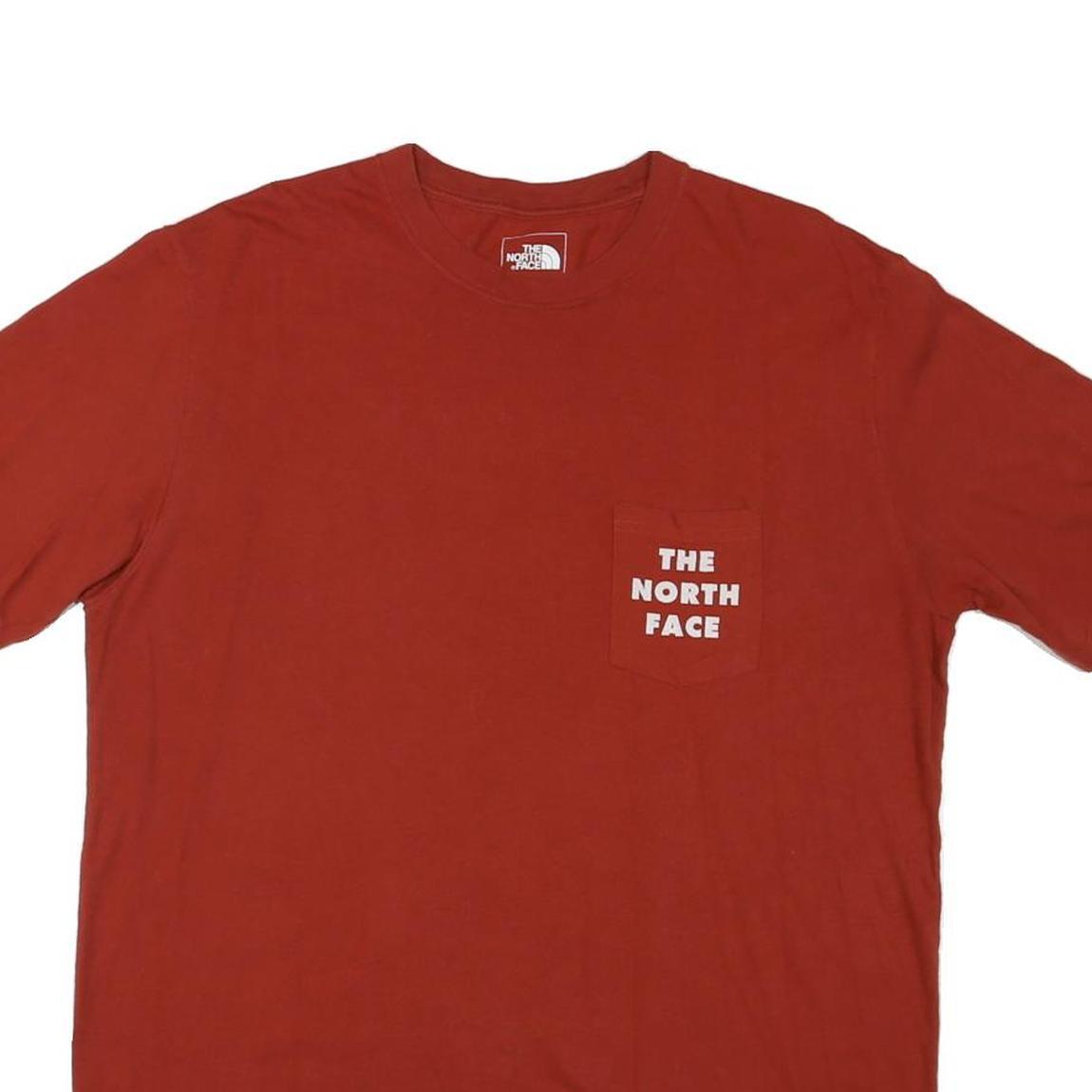 THE NORTH FACE Mens Red T-Shirt L Short Sleeve Crew Neck Cotton Blend Pocket