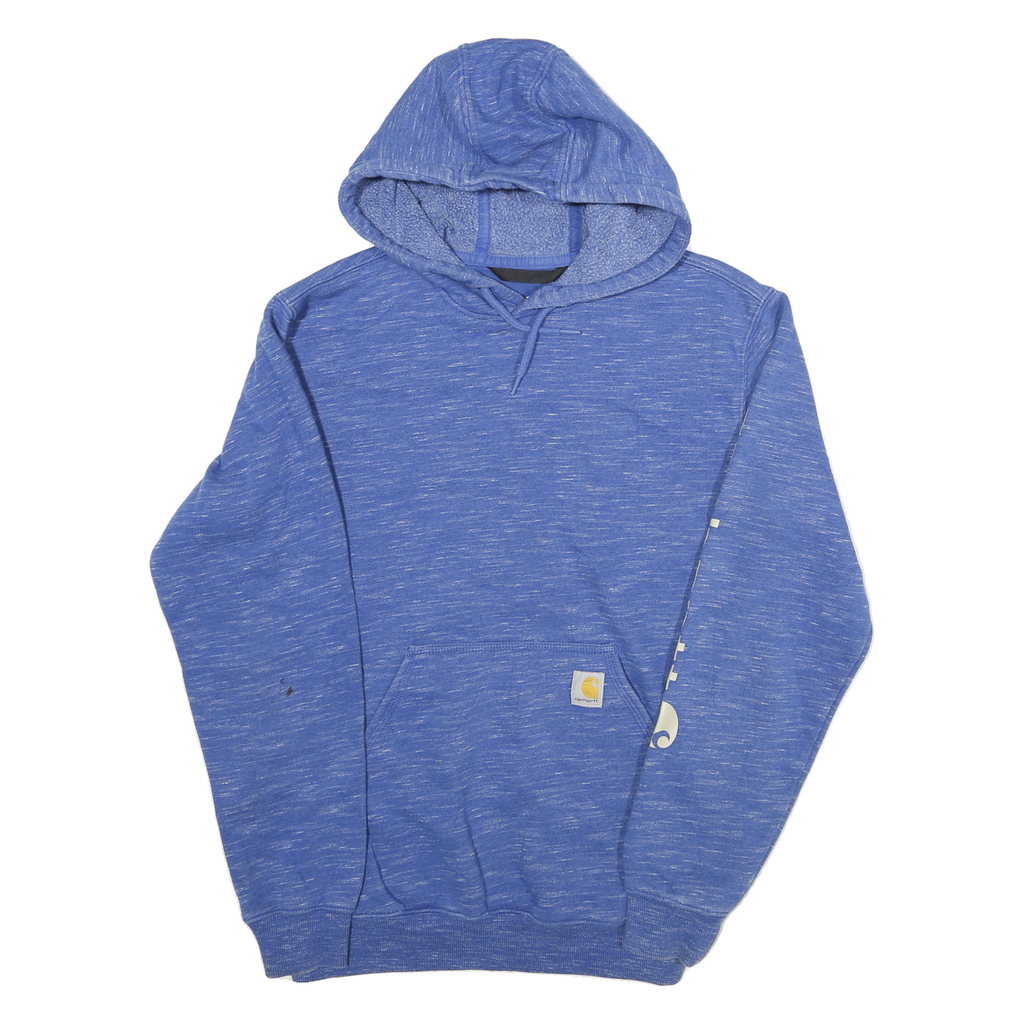 CARHARTT Mens Blue Pullover S Cotton Blend Logo Hoodie Casual Streetwear