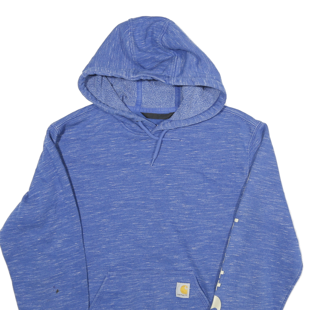 CARHARTT Mens Blue Pullover S Cotton Blend Logo Hoodie Casual Streetwear