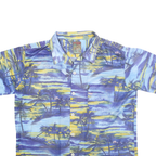 PINEAPPLE CONNECTION Mens Blue & Yellow Tropical Print Shirt L Short Sleeve