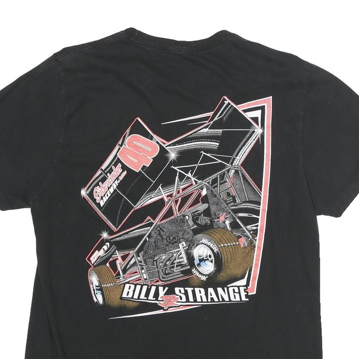 Mens Black Billy Strange 40 Graphic T-Shirt S Short Sleeve Crew Neck Racing