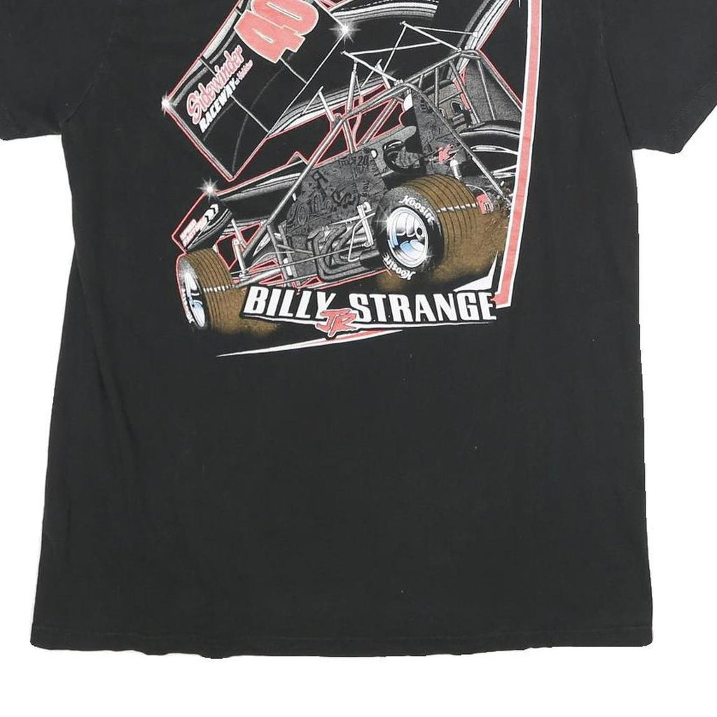 Mens Black Billy Strange 40 Graphic T-Shirt S Short Sleeve Crew Neck Racing