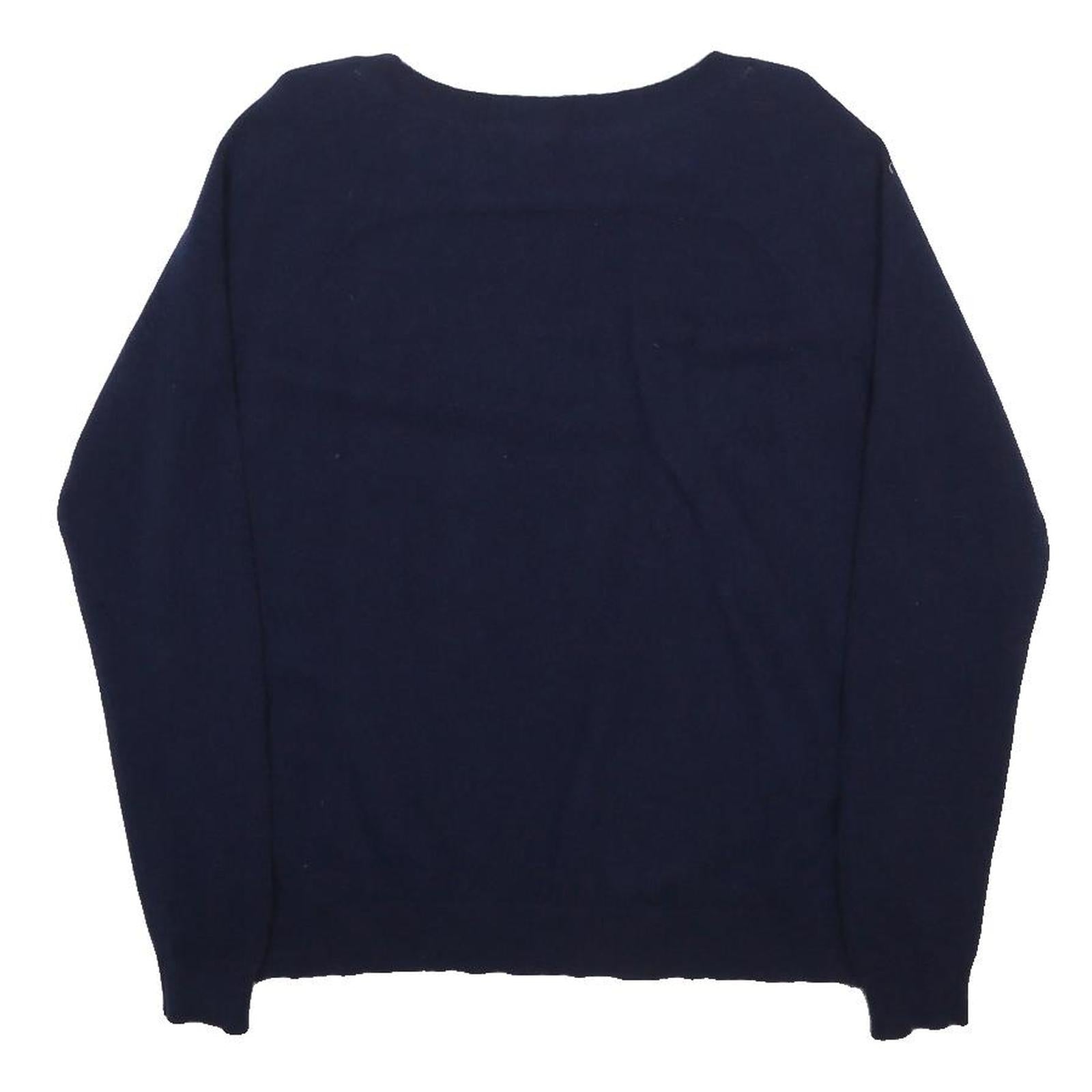 APT. 9 Womens Navy Blue Aqua Grey Patterned Crew Neck Basic Knit M Jumper