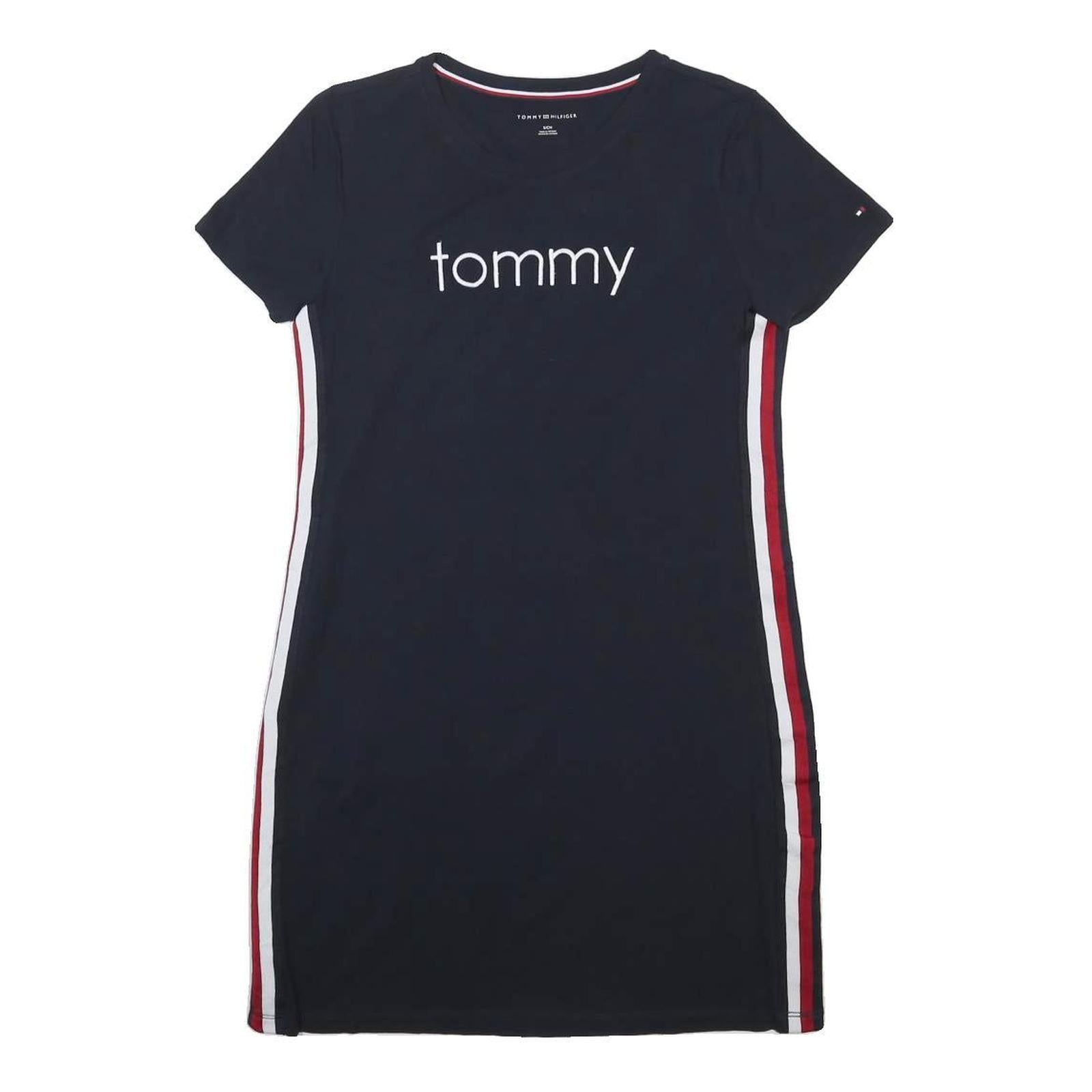 TOMMY HILFIGER Womens Navy Blue Cotton Blend Bodycon Jersey Short Sleeve Mini