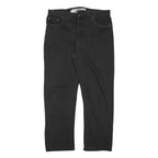 GO WEST Mens Regular Black Denim Jeans W35 L29 Cotton Blend Zip Pocket