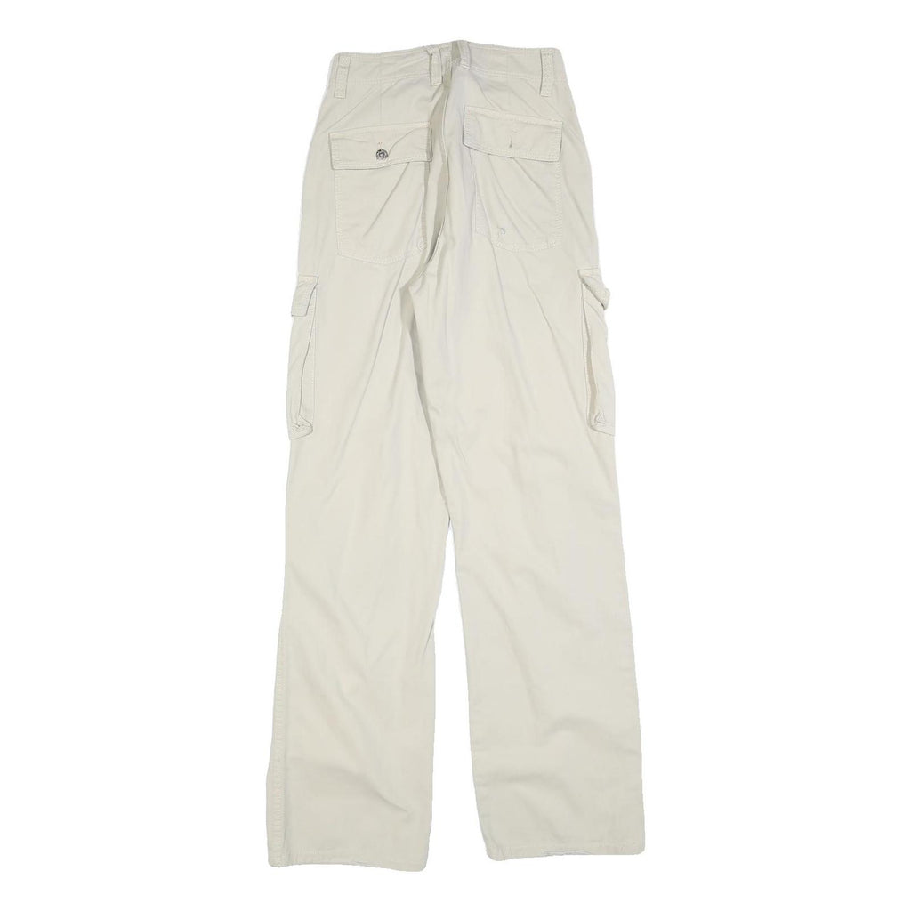BERSHKA Womens Cotton Blend Relaxed Cargo Trousers Beige W25 L32 Casual Utility