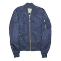 ALPHA INDUSTRIES Mens Navy Bomber Jacket S Nylon Plain Zip Sleeve Pocket