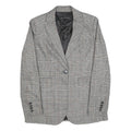 ZARA BASIC Womens Grey Check Blazer Jacket S Woven Classic Button Closure