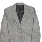 ZARA BASIC Womens Grey Check Blazer Jacket S Woven Classic Button Closure