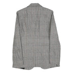 ZARA BASIC Womens Grey Check Blazer Jacket S Woven Classic Button Closure