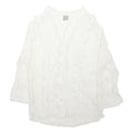TU Womens White Cotton Blend Ruffle Shirt 3/4 Sleeve V-Neck UK 12 Lightweight