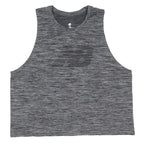NEW BALANCE Womens Grey Sleeveless Crew Neck Crop T-Shirt S Sports Gym Top