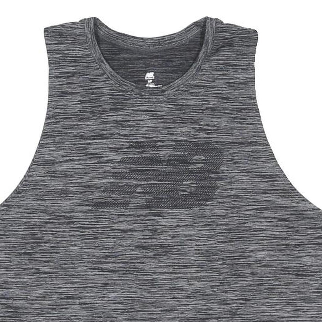 NEW BALANCE Womens Grey Sleeveless Crew Neck Crop T-Shirt S Sports Gym Top