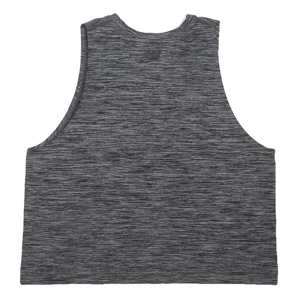 NEW BALANCE Womens Grey Sleeveless Crew Neck Crop T-Shirt S Sports Gym Top