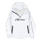 ELLESSE Womens White Hoodie Jacket UK 8 Polyester Zip Lightweight Logo