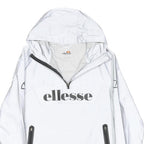 ELLESSE Womens White Hoodie Jacket UK 8 Polyester Zip Lightweight Logo