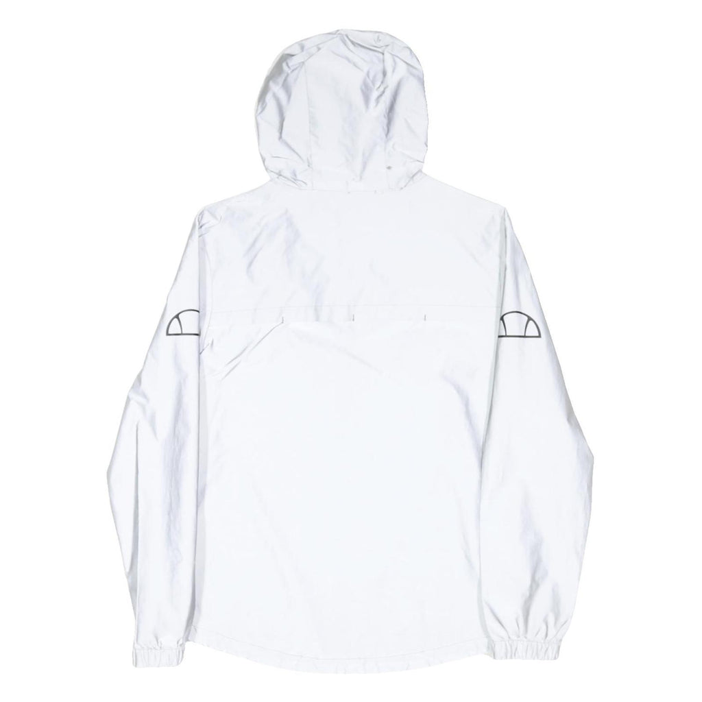 ELLESSE Womens White Hoodie Jacket UK 8 Polyester Zip Lightweight Logo