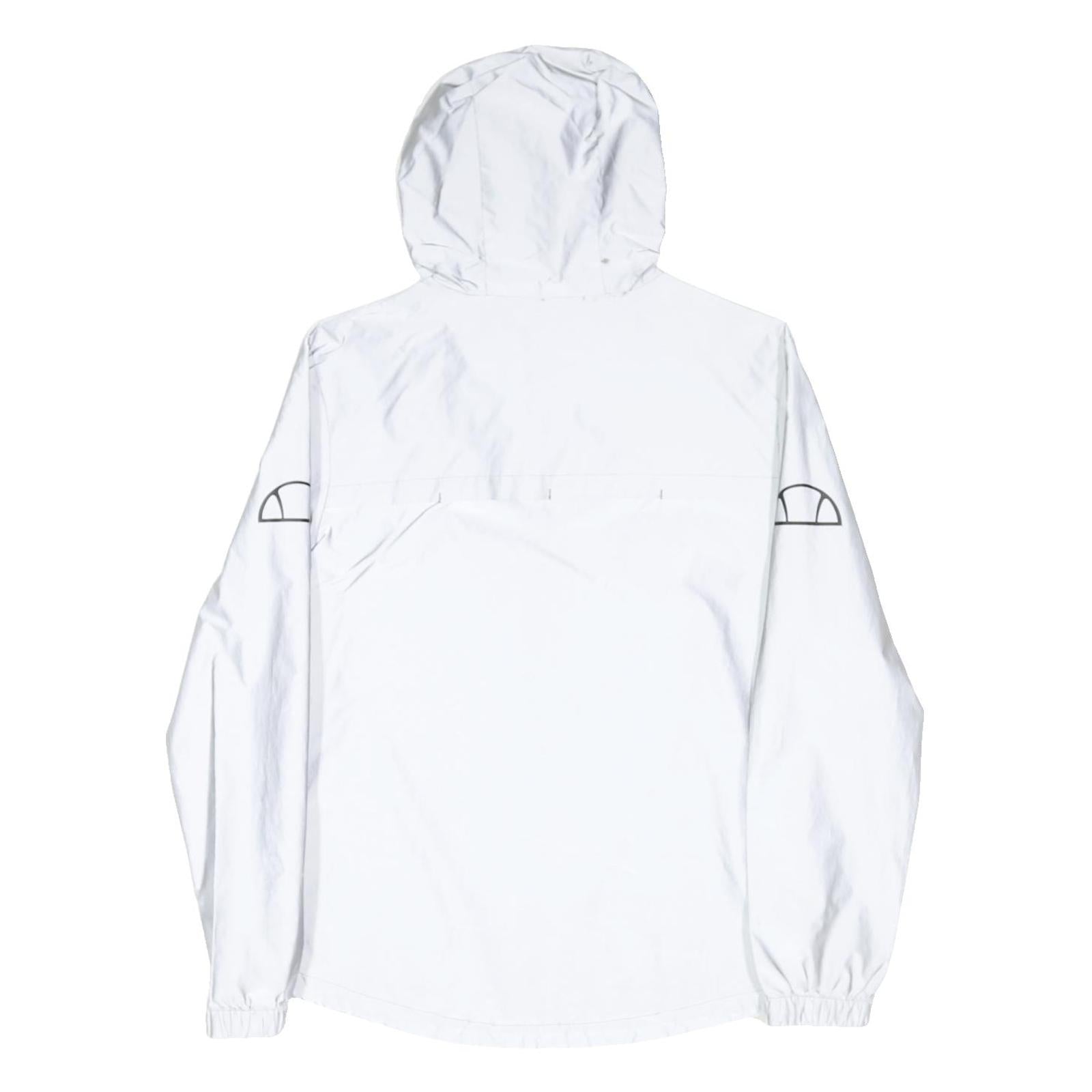 ELLESSE Womens White Hoodie Jacket UK 8 Polyester Zip Lightweight Logo