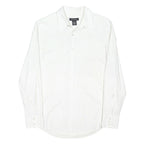 CALVIN KLEIN JEANS Mens White Patterned Shirt M Cotton Blend Button Closure