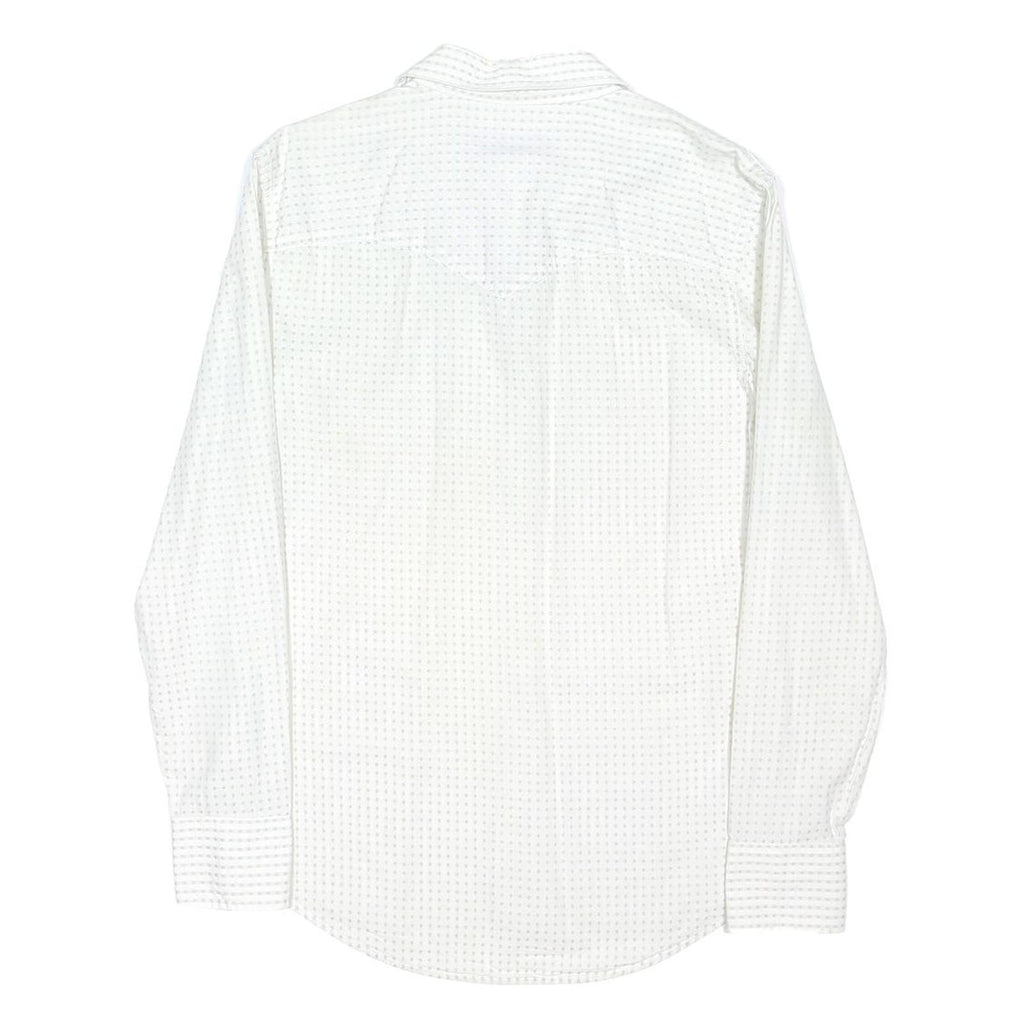 CALVIN KLEIN JEANS Mens White Patterned Shirt M Cotton Blend Button Closure
