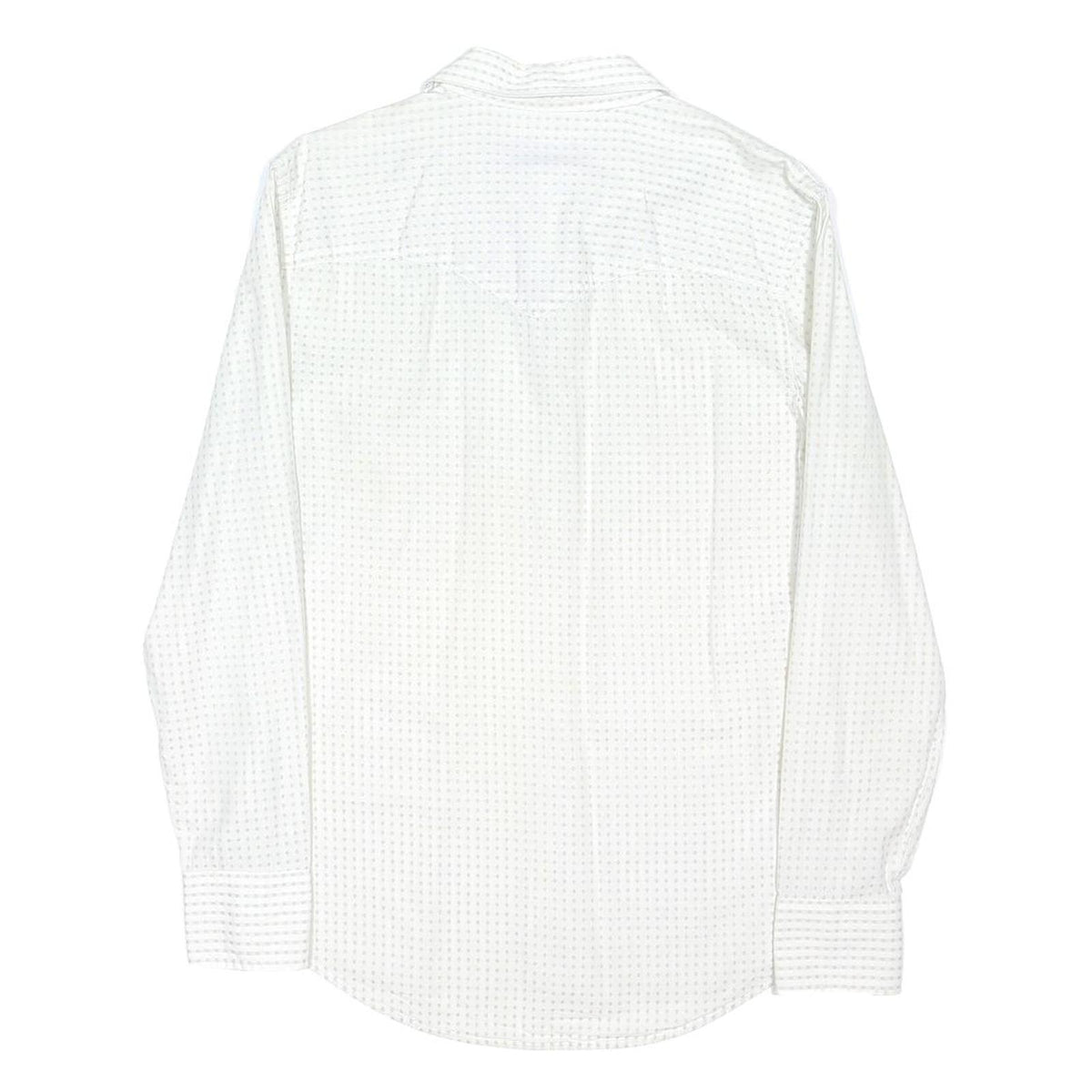 CALVIN KLEIN JEANS Mens White Patterned Shirt M Cotton Blend Button Closure