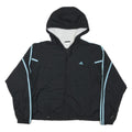 ADIDAS Womens Black & Light Blue Track Jacket XL Polyester Blend Zip Hooded