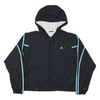 ADIDAS Womens Black & Light Blue Track Jacket XL Polyester Blend Zip Hooded