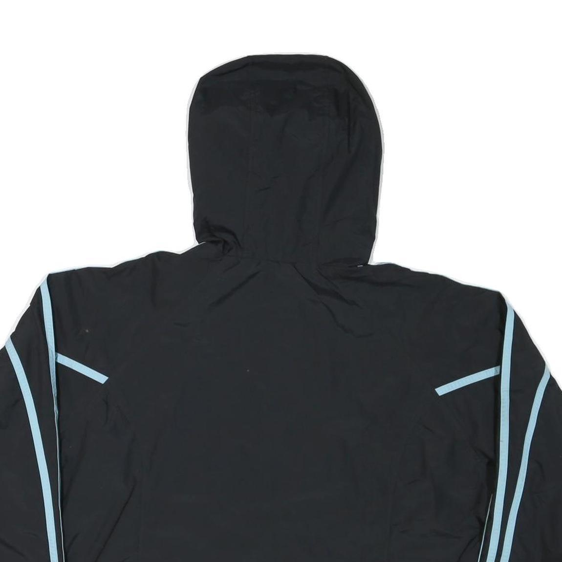 ADIDAS Womens Black & Light Blue Track Jacket XL Polyester Blend Zip Hooded